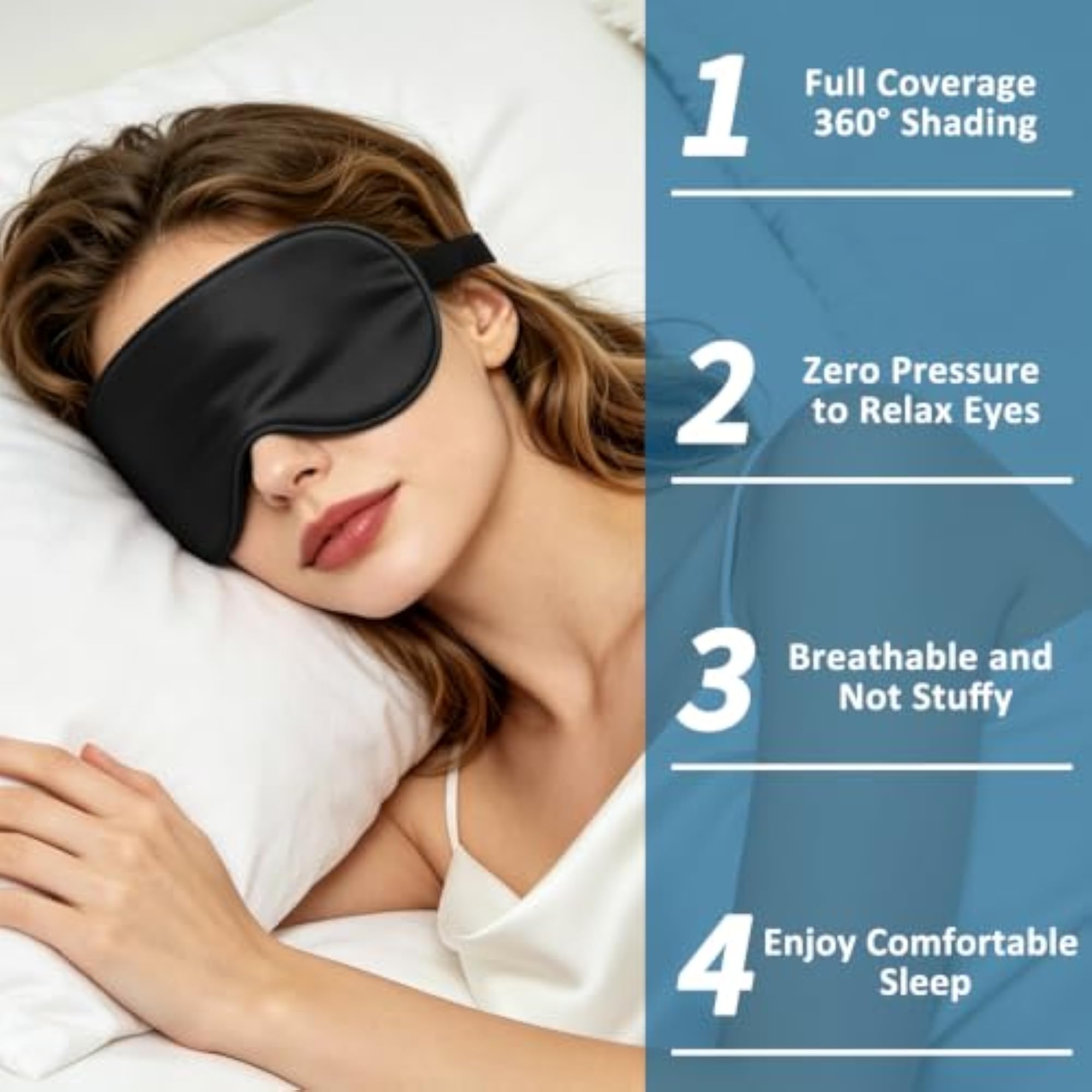 Silk Sleep Mask, 100% Blackout, Zero Eye Pressure